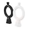 CosmoLiving by Cosmopolitan 12" Black & White Ceramic Geometric Ring Taper Candle Holder Set